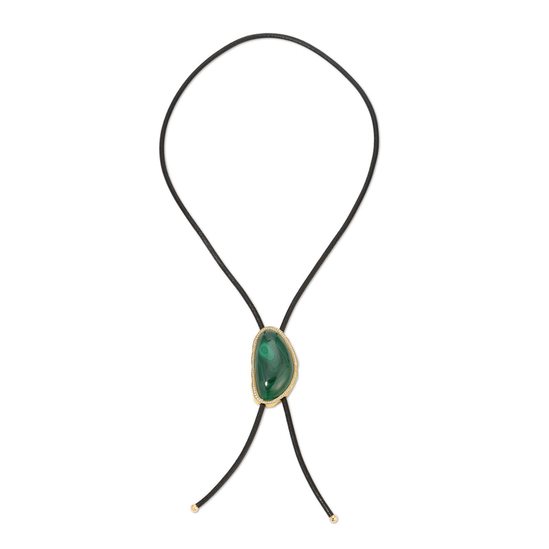 Coast Lariat - Leather and Malachite