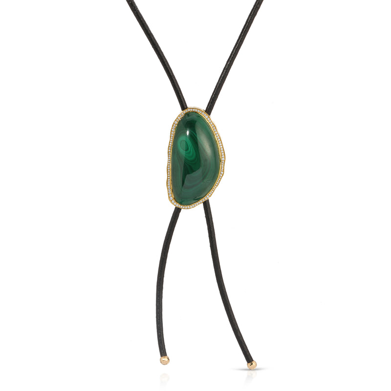 Coast Lariat - Leather and Malachite