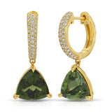 Crescent Coast Hoop - Green Tourmaline Trillions & Pavé