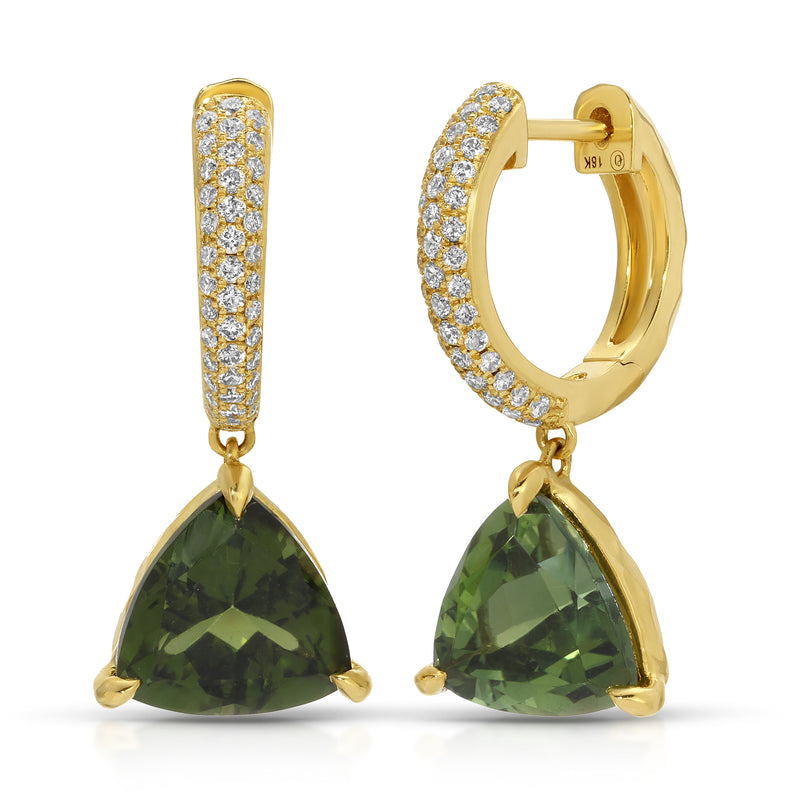 Crescent Coast Hoop - Green Tourmaline Trillions & Pavé