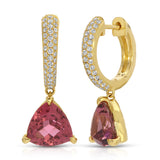 Crescent Coast Hoop - Pink Tourmaline Trillions & Pavé