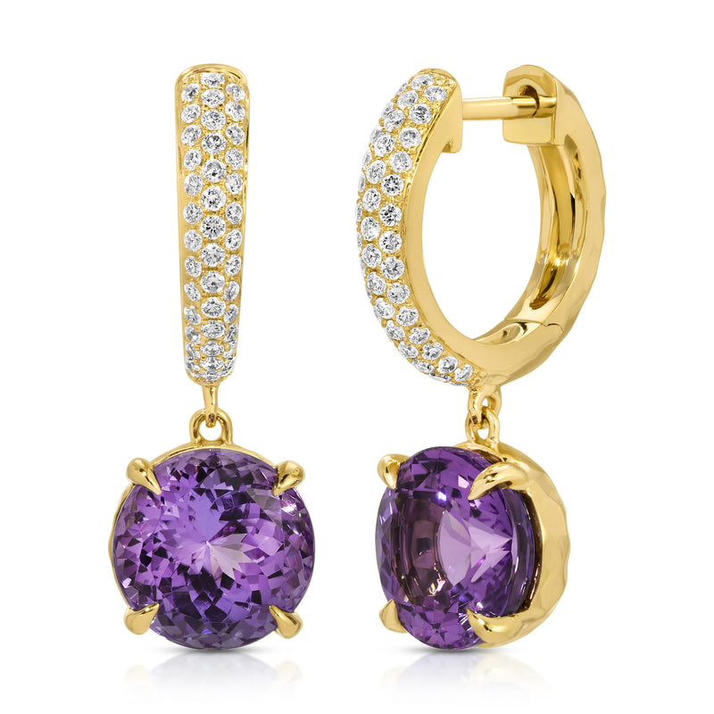 Crescent Coast Hoop - Tanzanite Rounds & Pavé