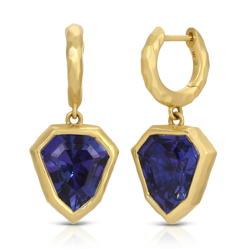 Hidden Gem Hoops - Shield Cut Tanzanite