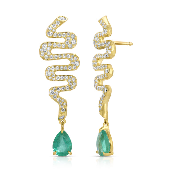 Pavé Diamond & Emerald Pacific Coast Earrings