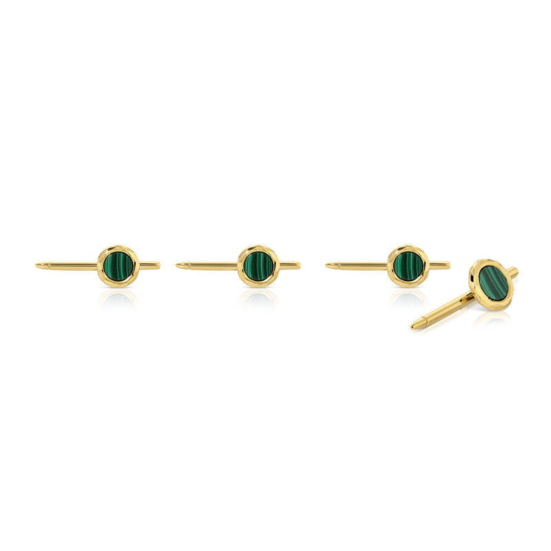 Set of Four Nesting Gem Stone Tux Studs - Malachite