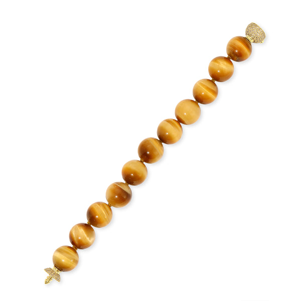 Tiger's Eye & Champagne Diamond Orb Bracelet