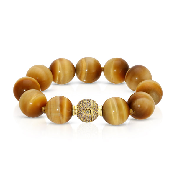 Tiger's Eye & Champagne Diamond Orb Bracelet