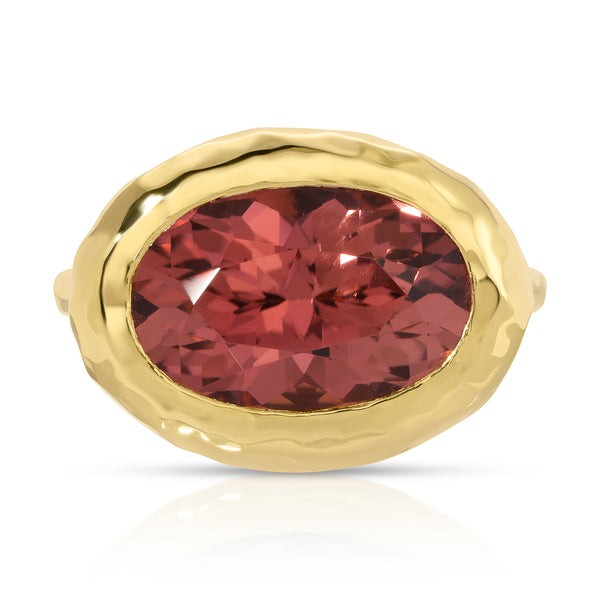 Tribute Ring - Peach Oval Tourmaline - 4.64 Carats