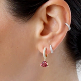 Crescent Coast Hoop - Pink Tourmaline Trillions & Pavé